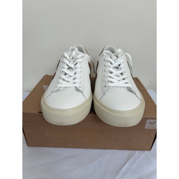 Veja Campo Leather White Cognac Womens Size 10 sneakers new with box - Picture 3 of 11